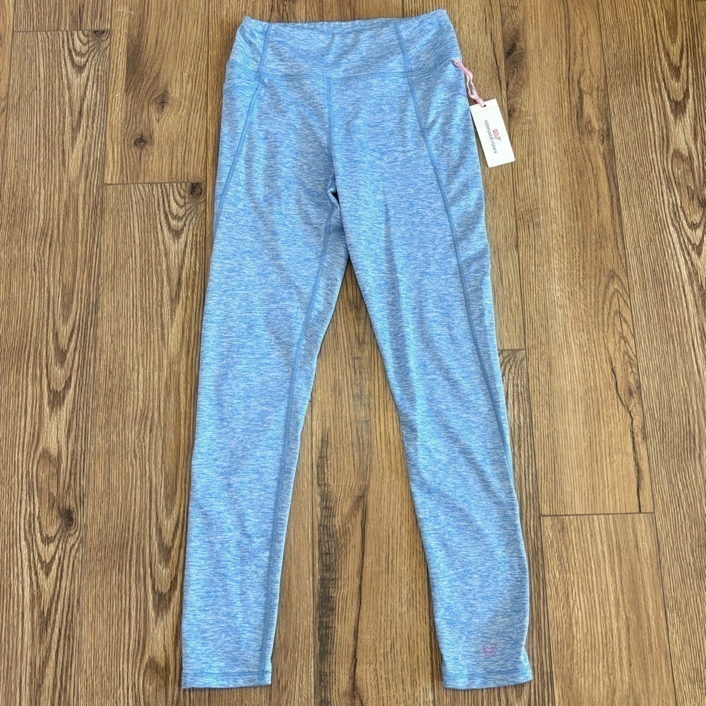 NWT Vineyard Vines Girl's Blue Brushed Terry Leggings Size Large